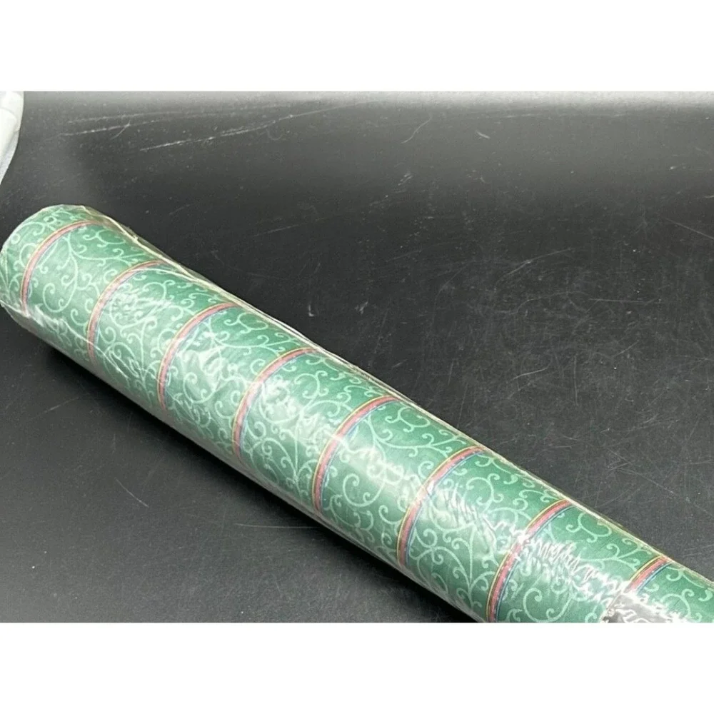 Vtg S.A. Maxwell Co. Wallpaper Green Purple Stripe 32.8 ft‎ x 20.3 in New